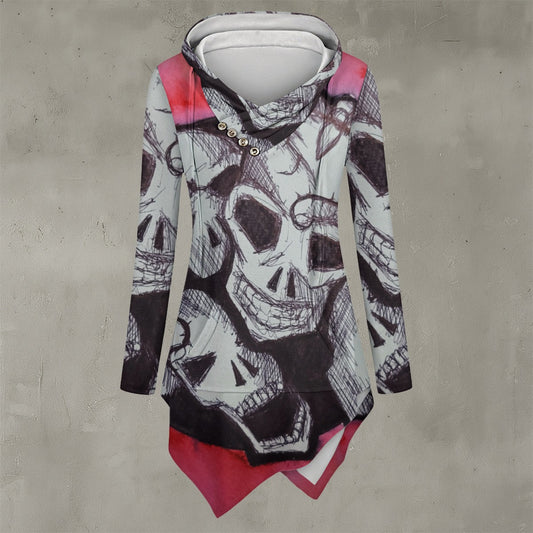 Skullz All-Over Print Women's Asymmetric Hem Hoodie