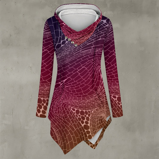 Signs of Life All-Over Print Women's Asymmetric Hem Hoodie