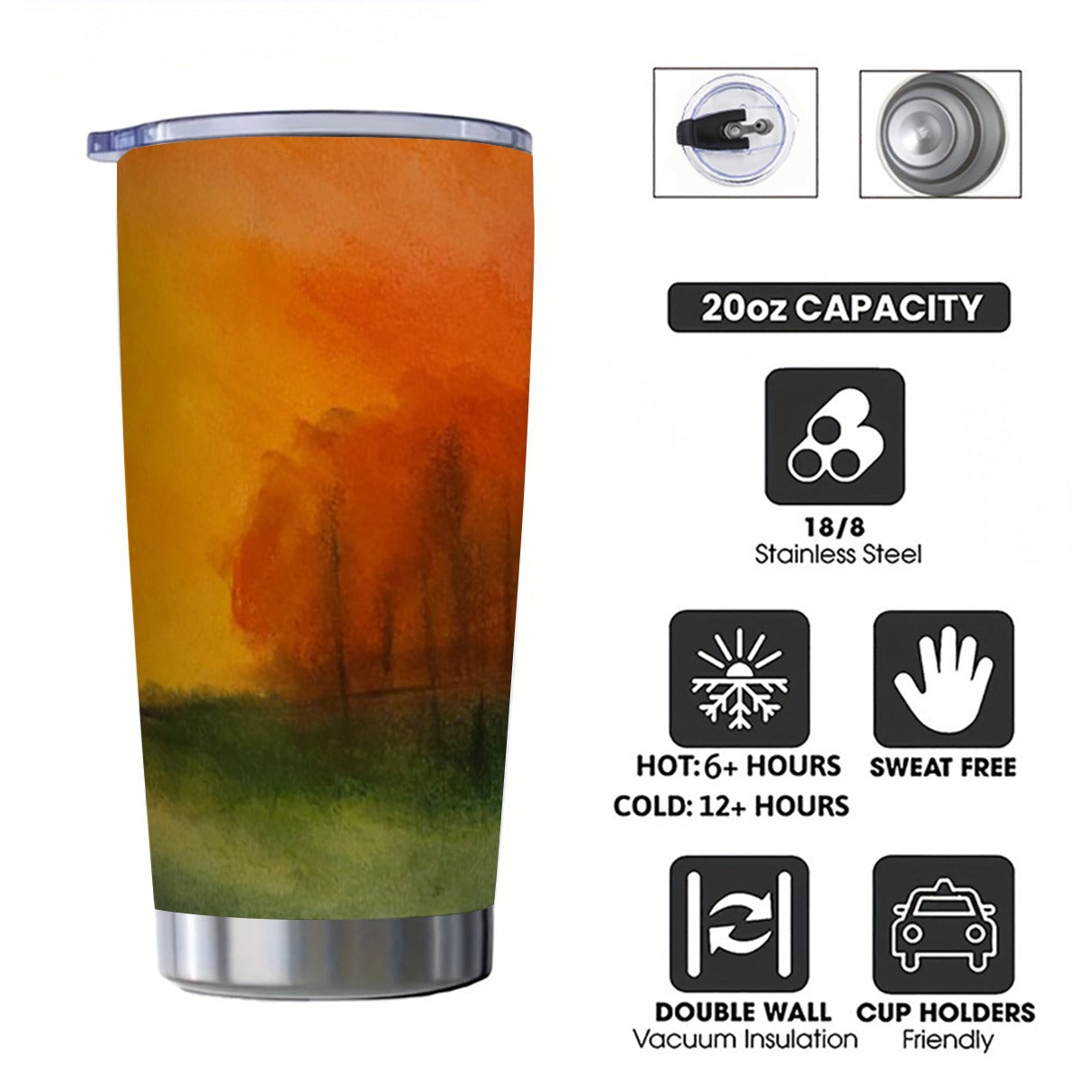 Heart of Autumn Custom 20OZ Tumbler With Sliding Lid For The USA