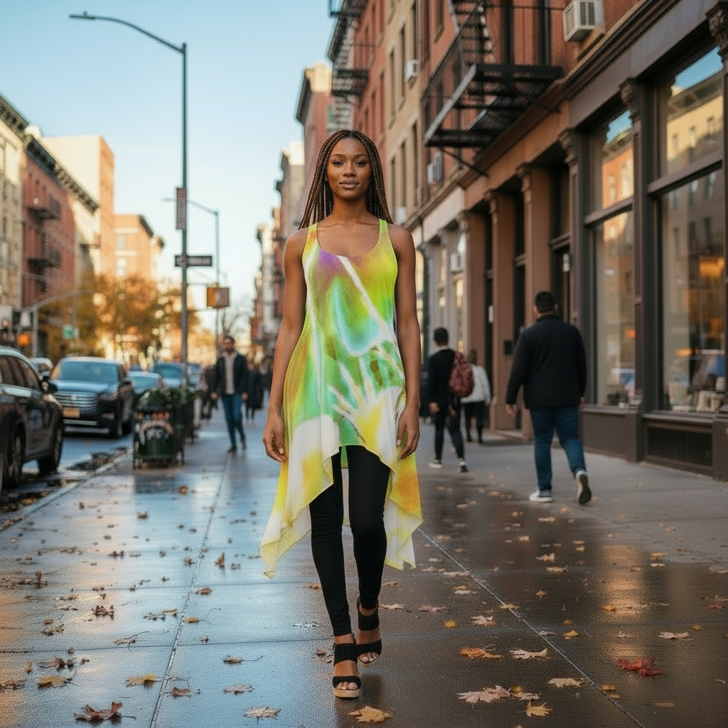 Heart Strings Inverted All-over print Women's Sleeveless Tank Dress