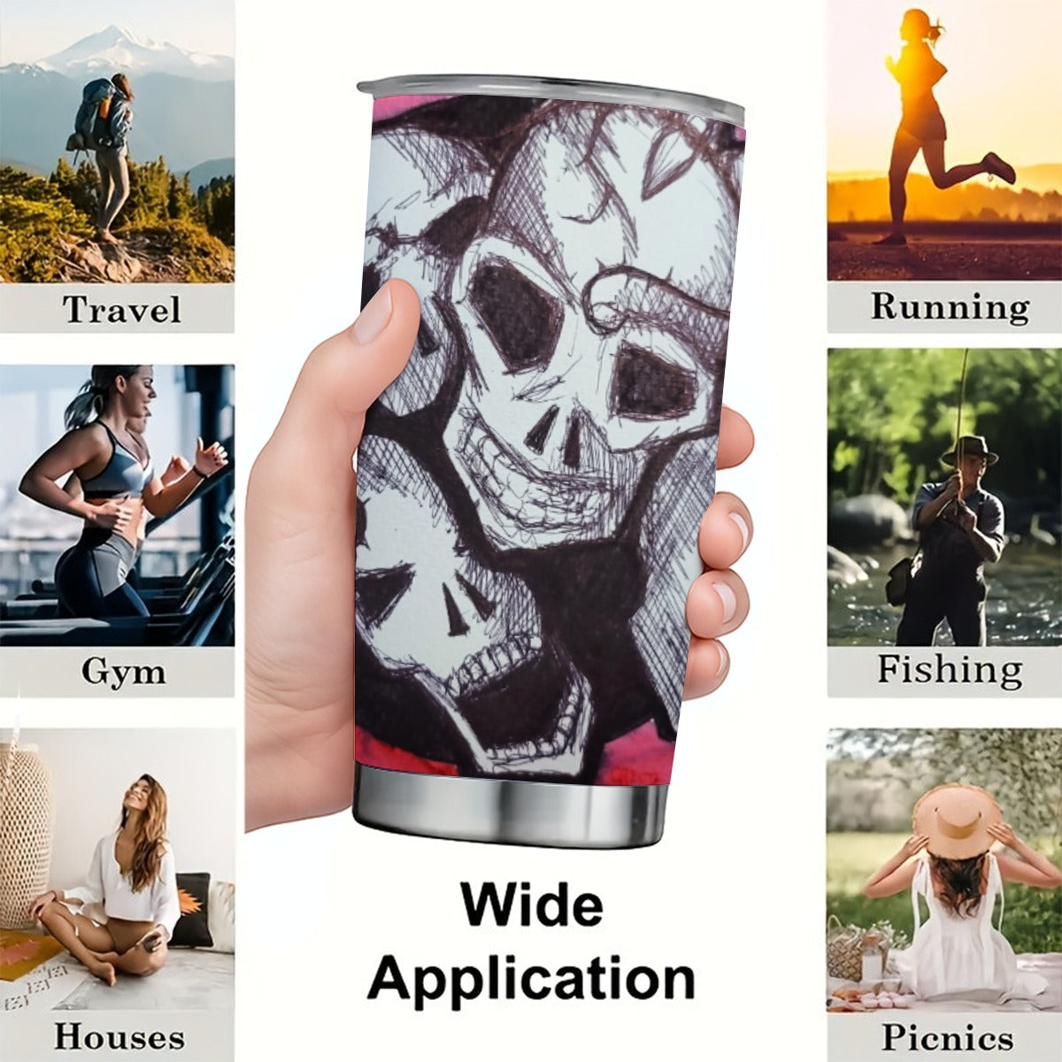 Skullz Custom 20OZ Tumbler With Sliding Lid For The USA