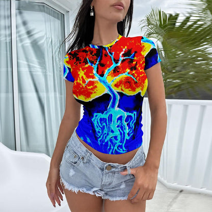 Fire and Ice All-Over Print Women's Slim-Fit T-shirt
