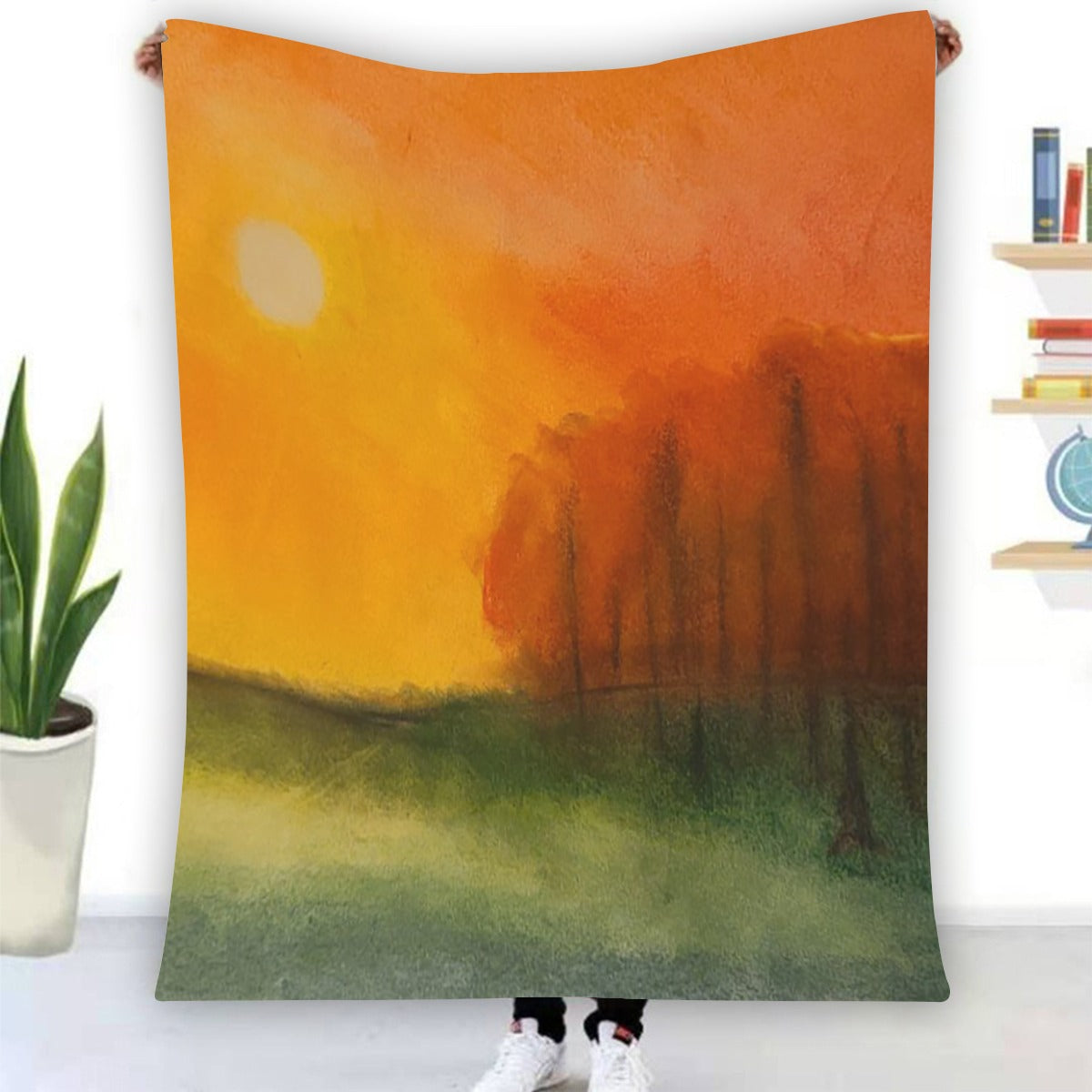 Heart of Autumn Single-Side Printing Flannel Blanket