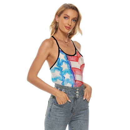 Faded Glory All-Over Print Women's Criss-Cross Open Back Tank Top