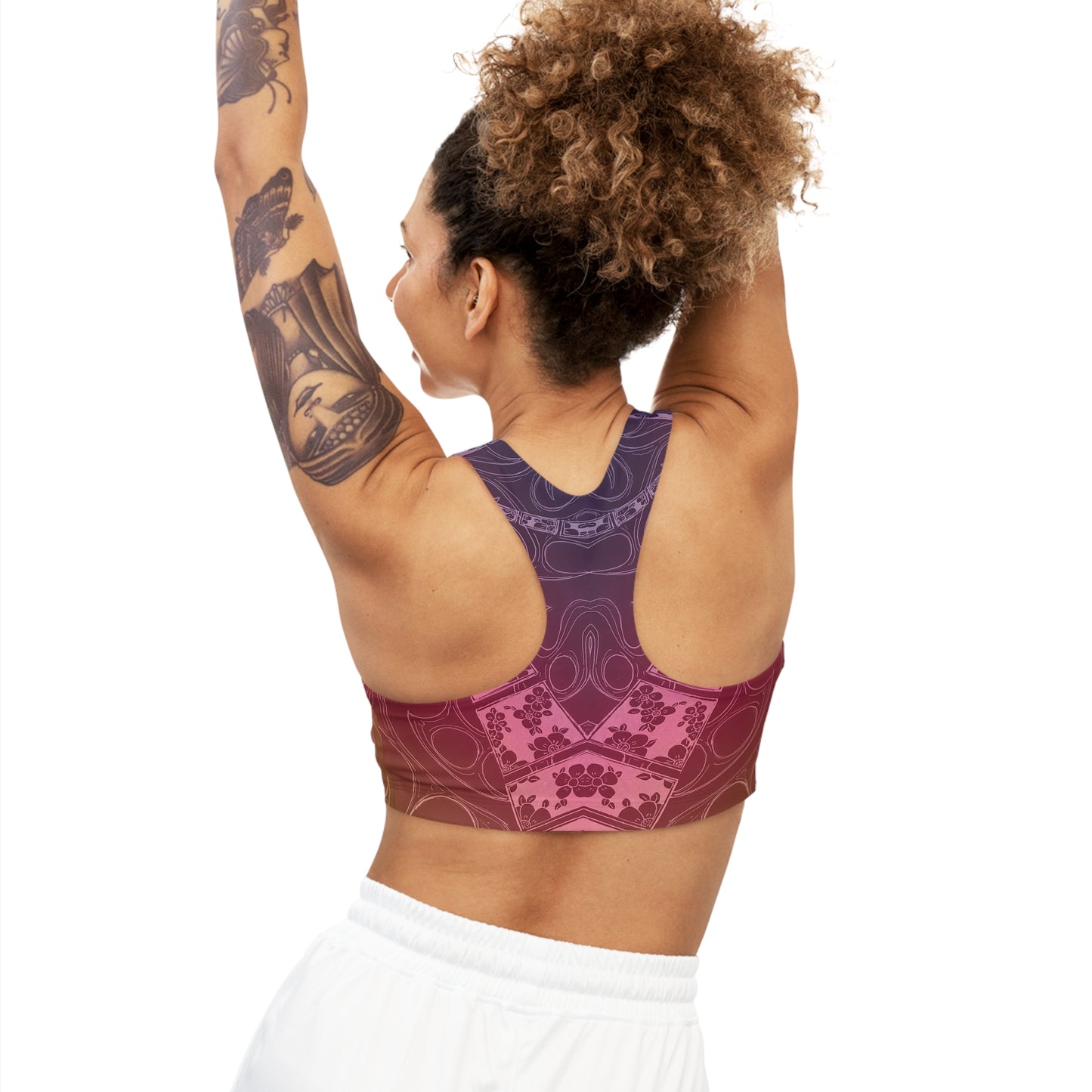 Flowers Sketch Rose Seamless Sports Bra (AOP)