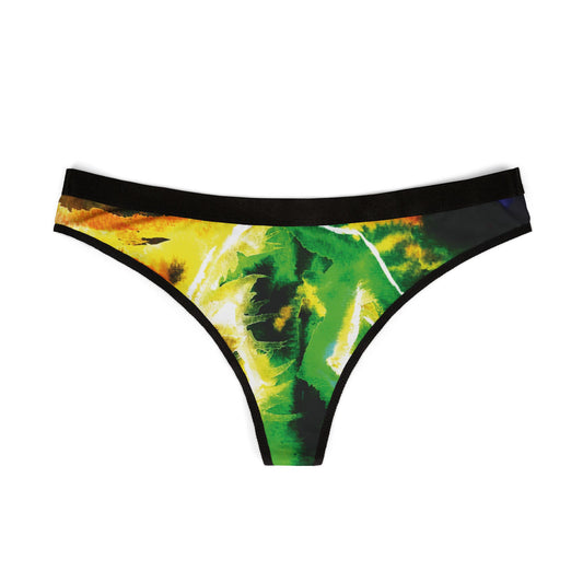 Swept Away Inverted Tropical Leaf Print Women's Thong – Vibrant Green AOP Swim & Lingerie