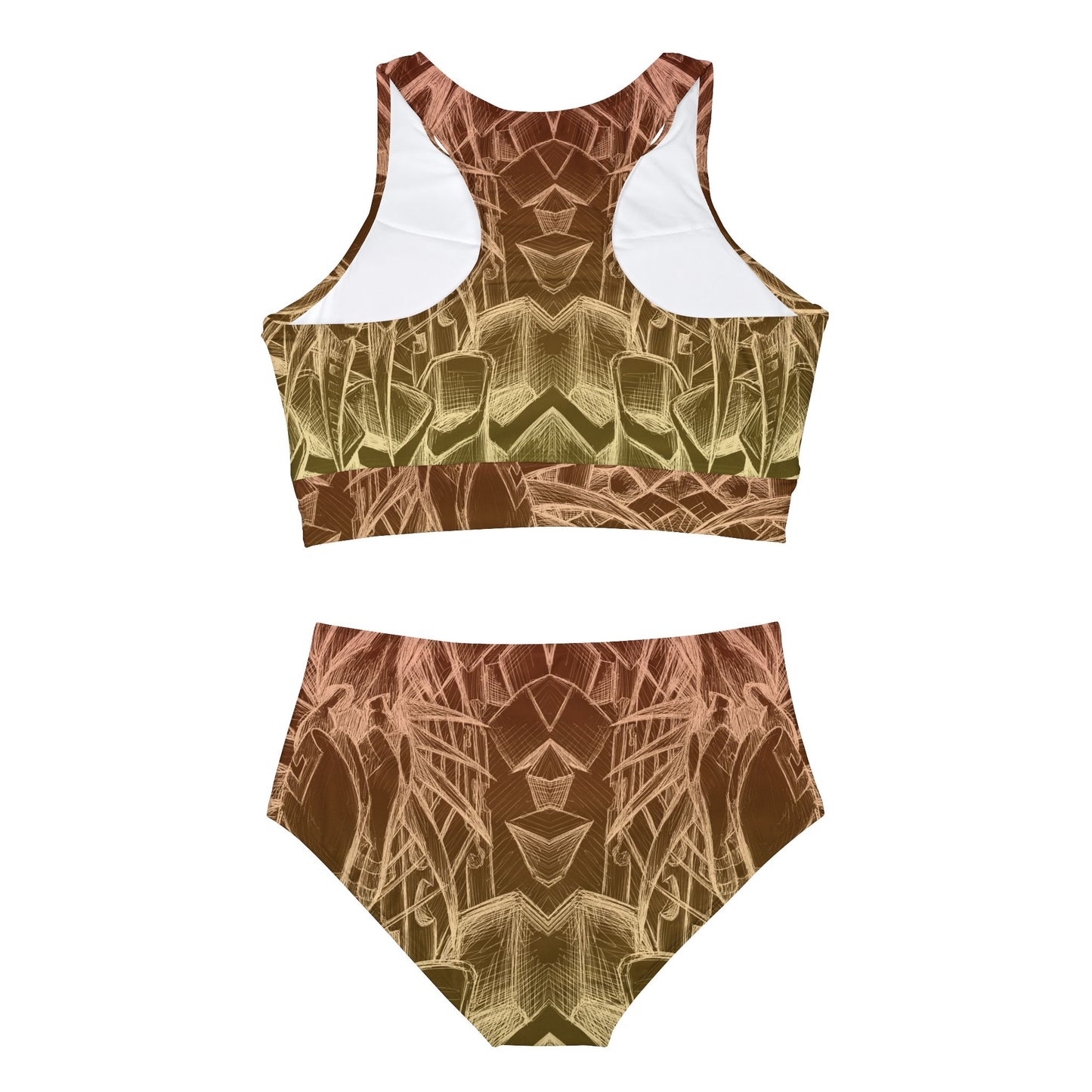 Inverted Sketch Sunrise Sporty Bikini Set