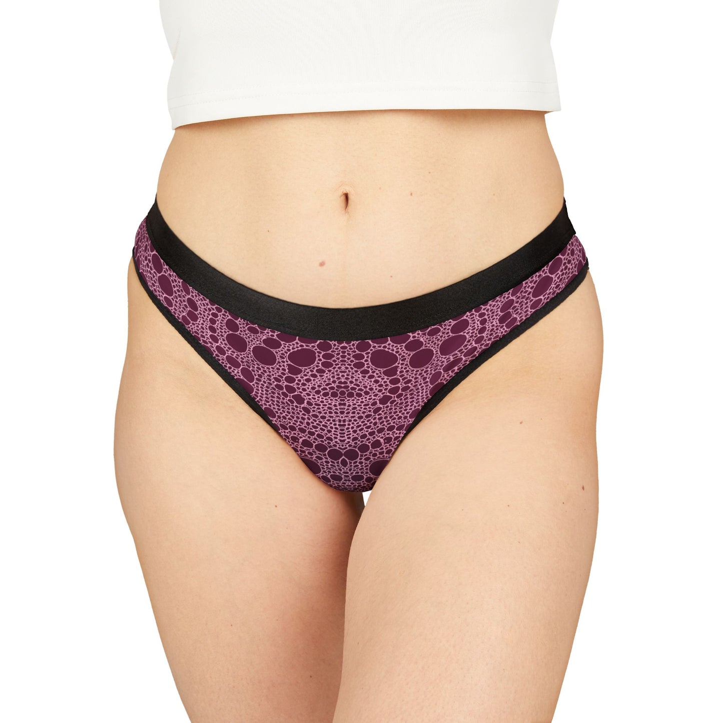 Lost In Circles Luxe Lace Women's Thongs - AOP, Stylish Underwear, Comfortable Lingerie, Modern Women's Apparel, Fashionable Intimates, Gift for Her