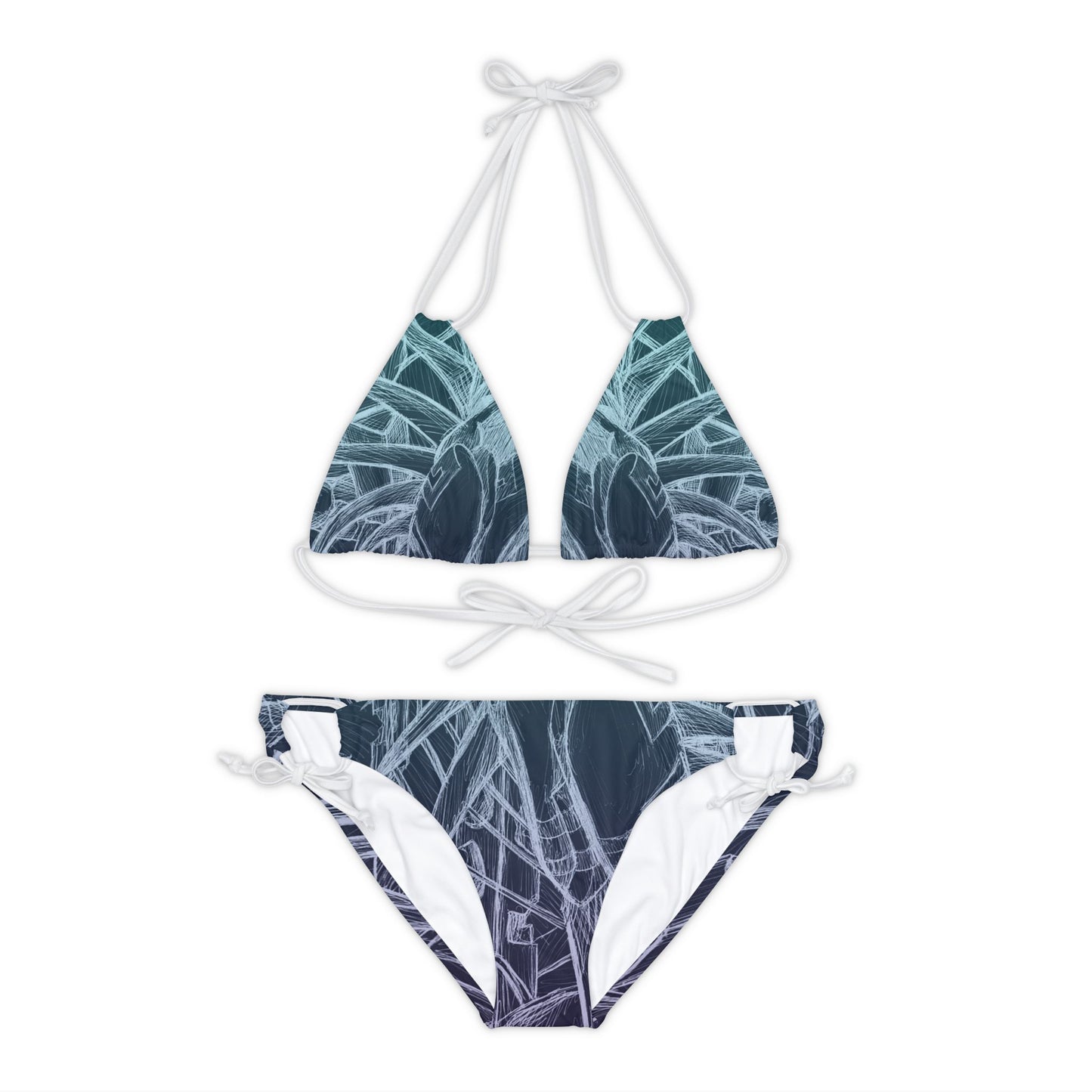 Inverted Sketch Midnight Blue Strappy Bikini Set