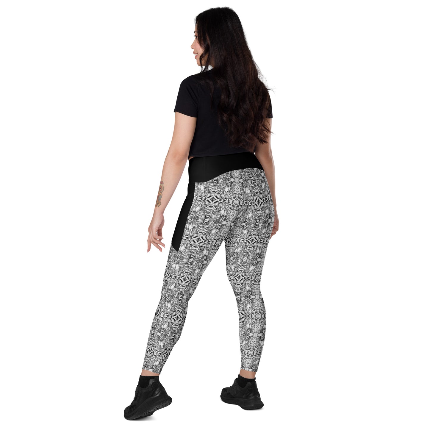 Abstract Crossover leggings with pockets