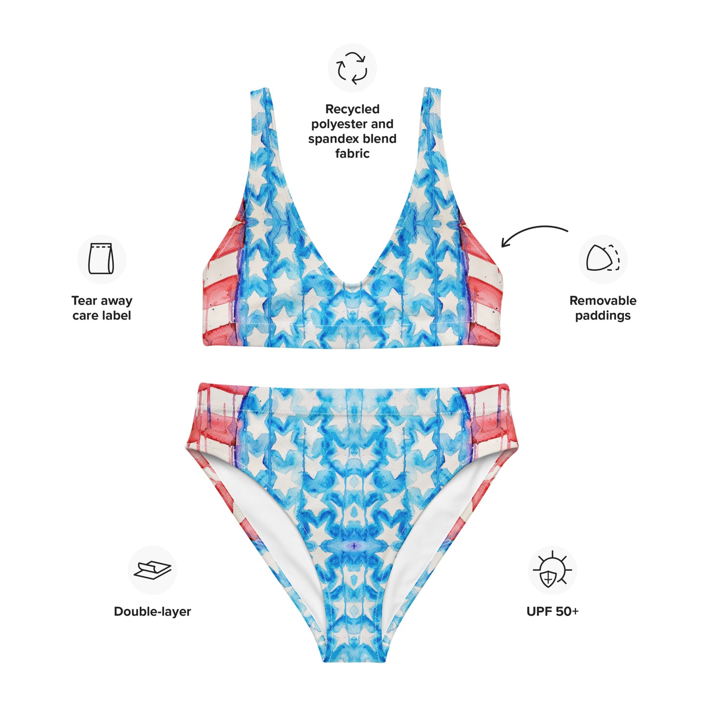 Old glory Recycled high-waisted bikini