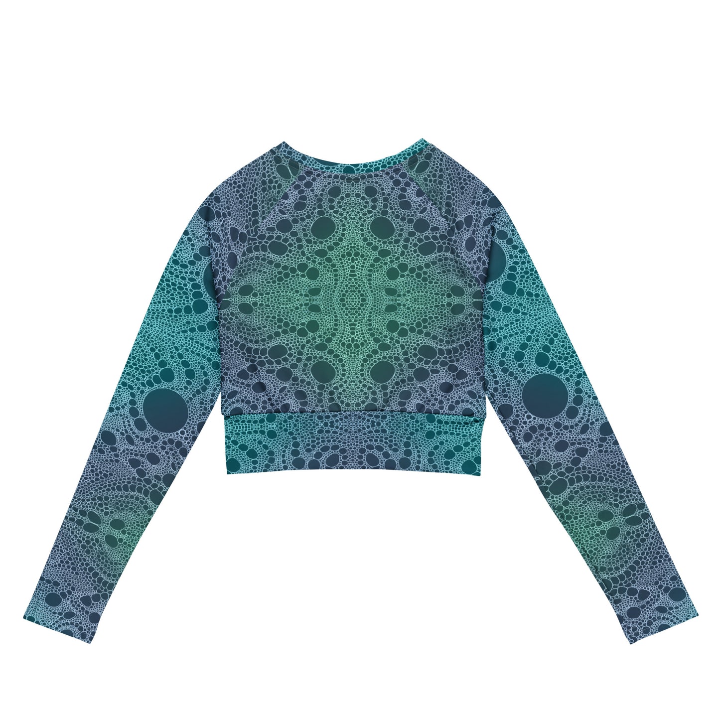 Lost in Circles Ocean Blue Recycled long-sleeve crop top