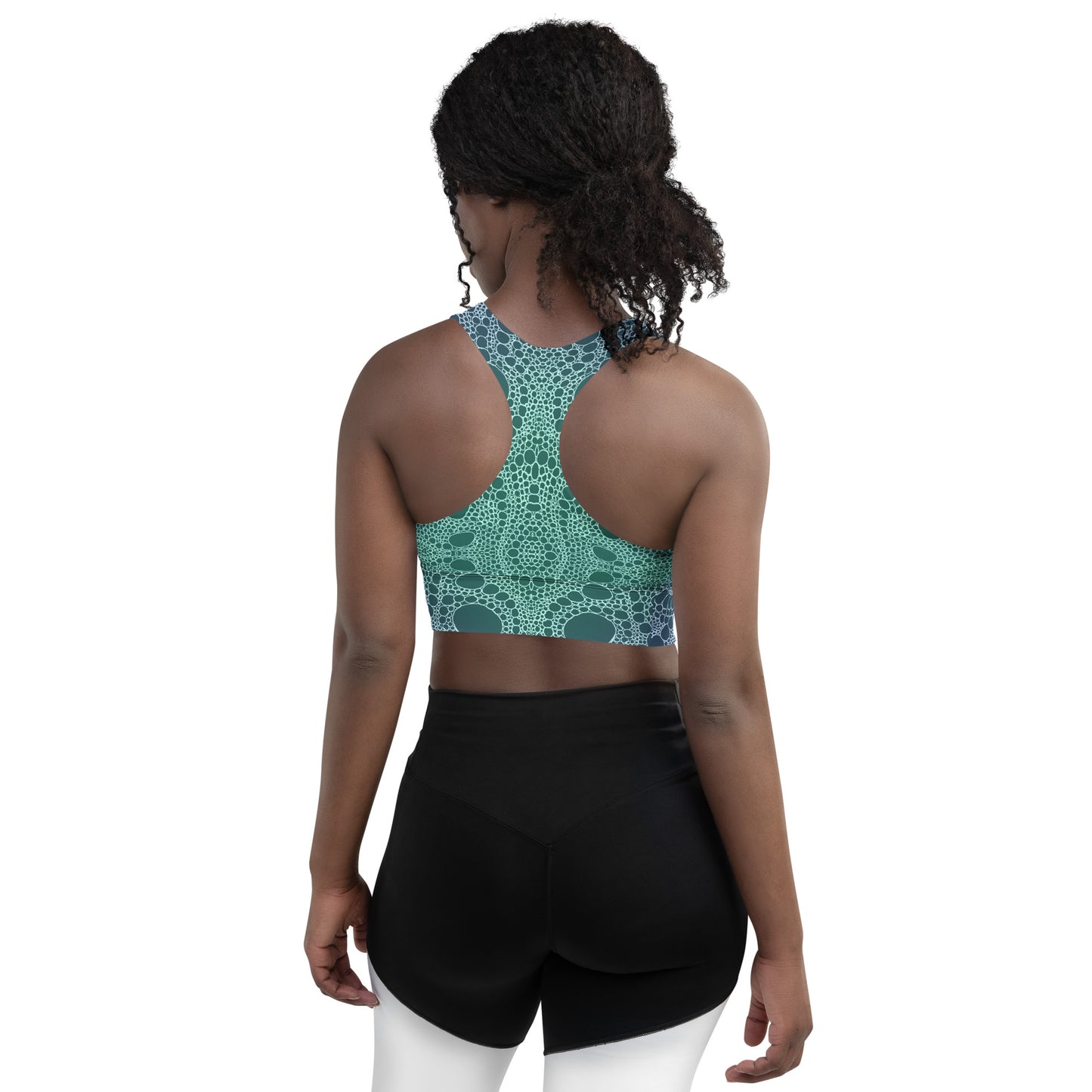 Lost In Circles Ocean Blue All-Over Print Recycled Longline Sports Bra