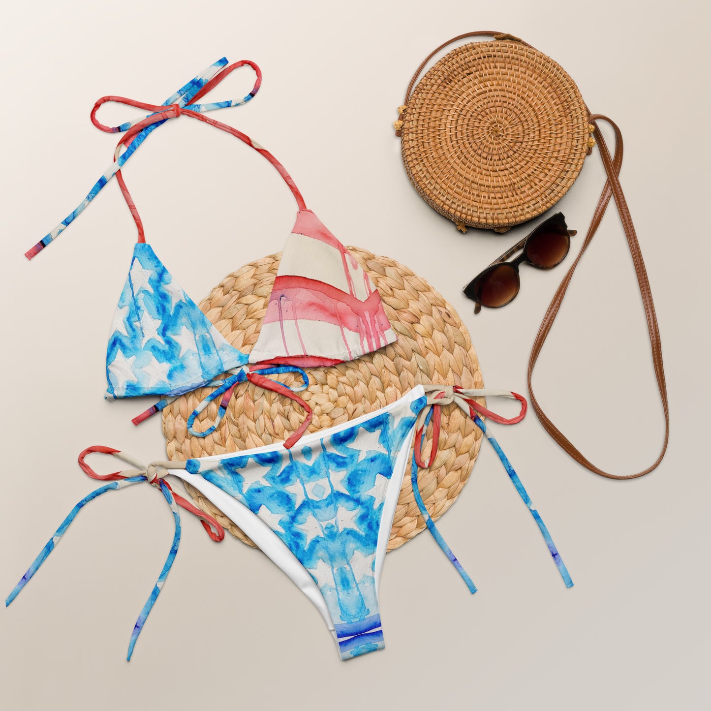 Old Glory All-over print recycled string bikini