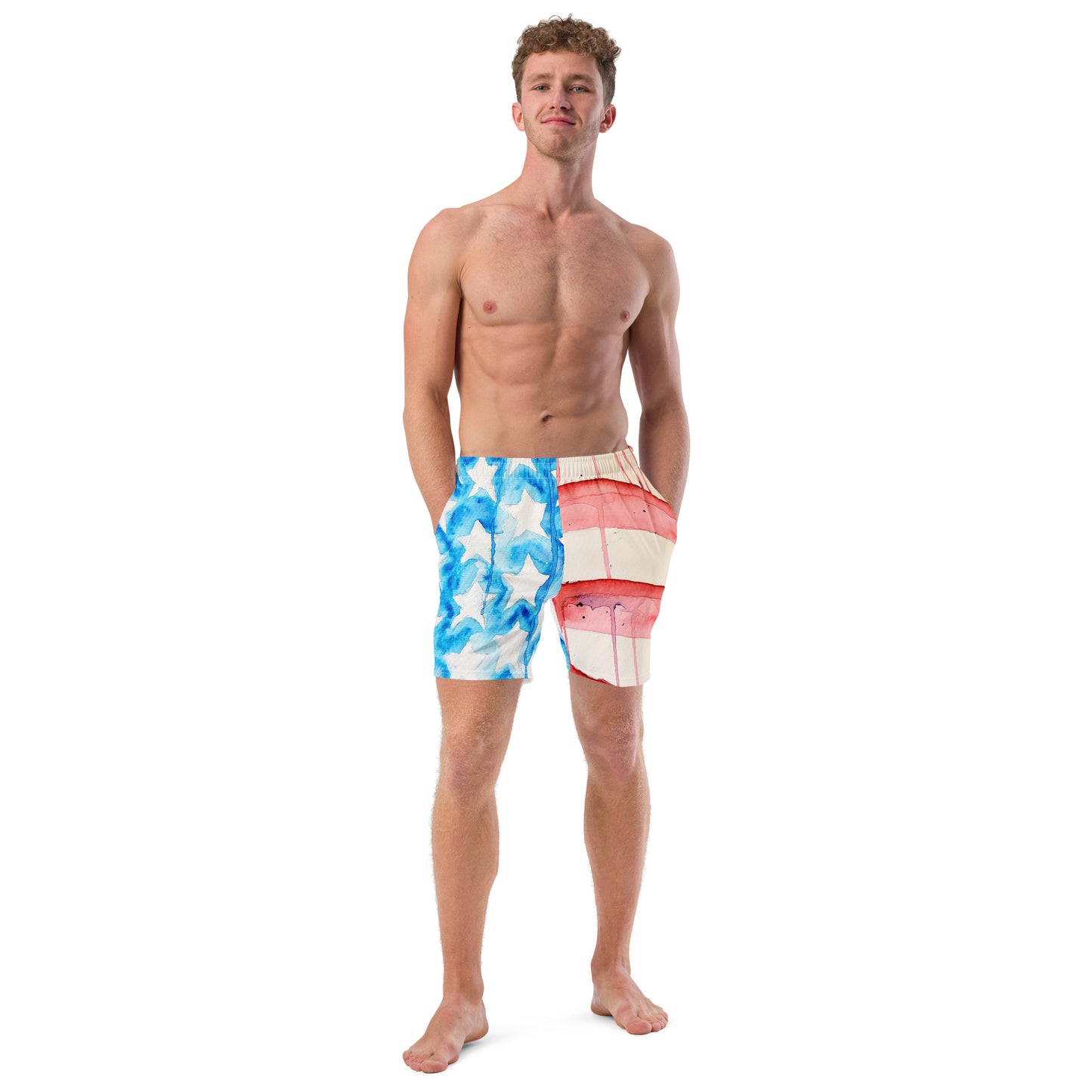 Old Glory All-Over Print Recycled Swim Trunks