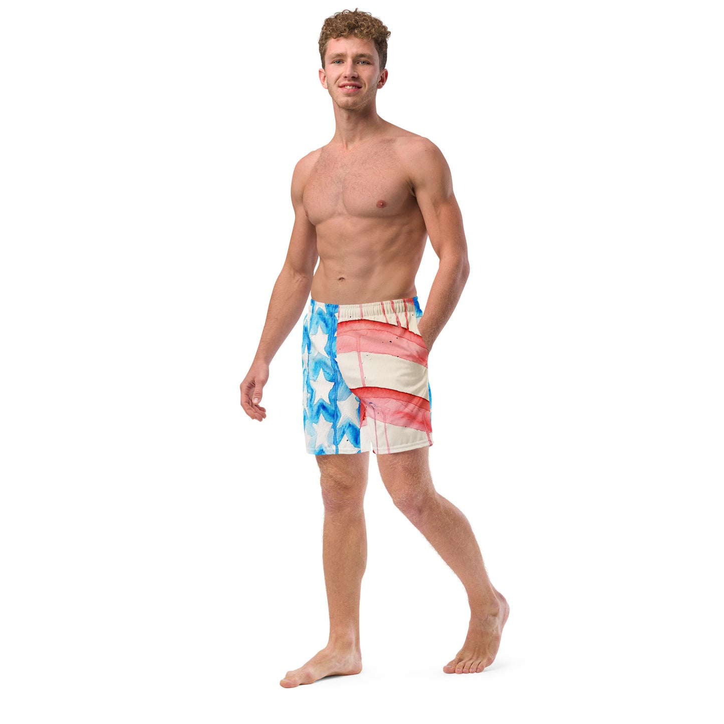 Old Glory All-Over Print Recycled Swim Trunks