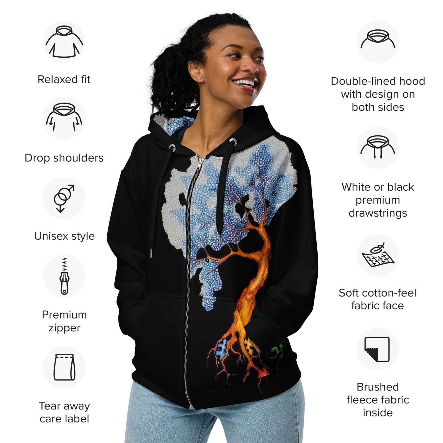 Autism tree Unisex zip hoodie