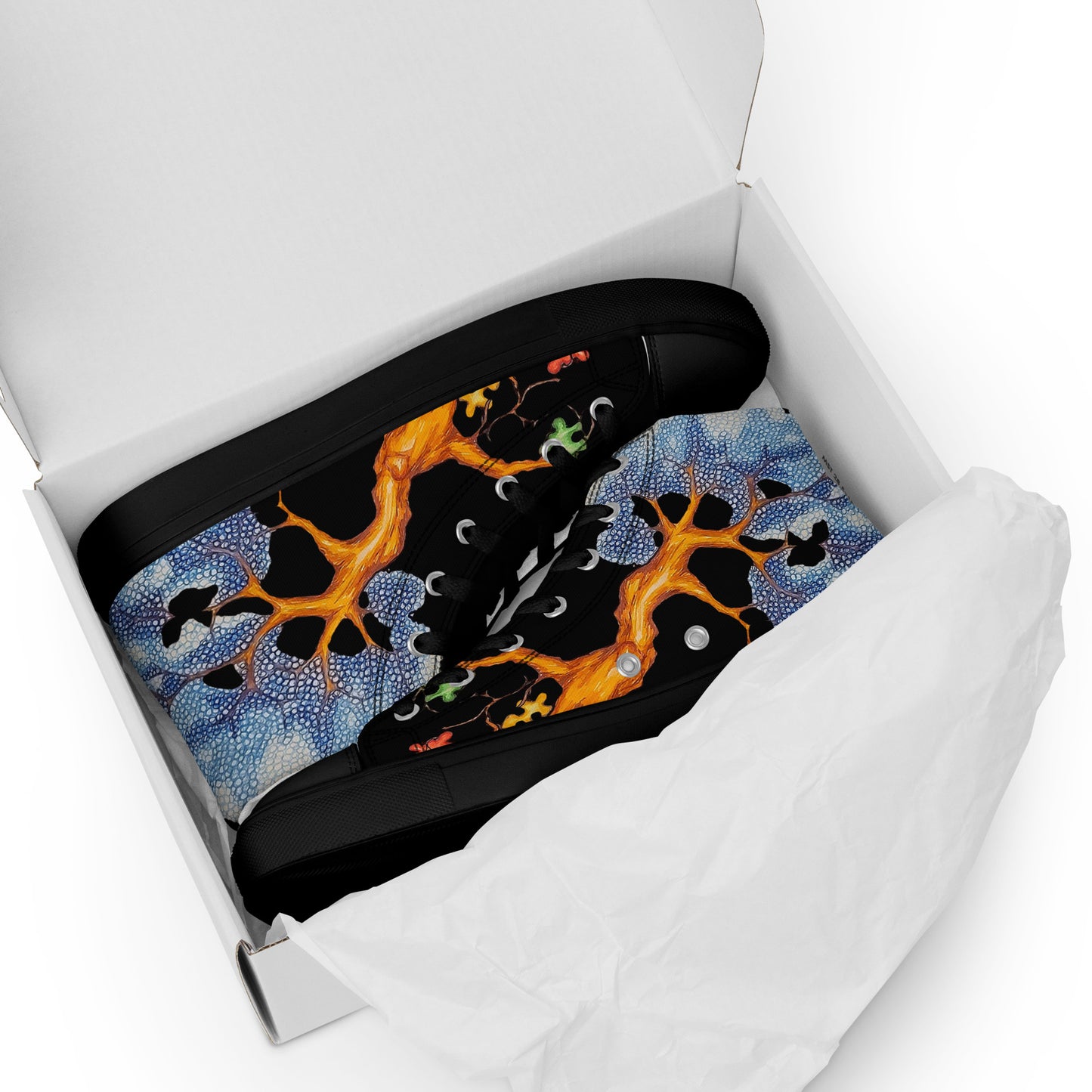 Autism tree "with black canvas" Men’s high top canvas shoes