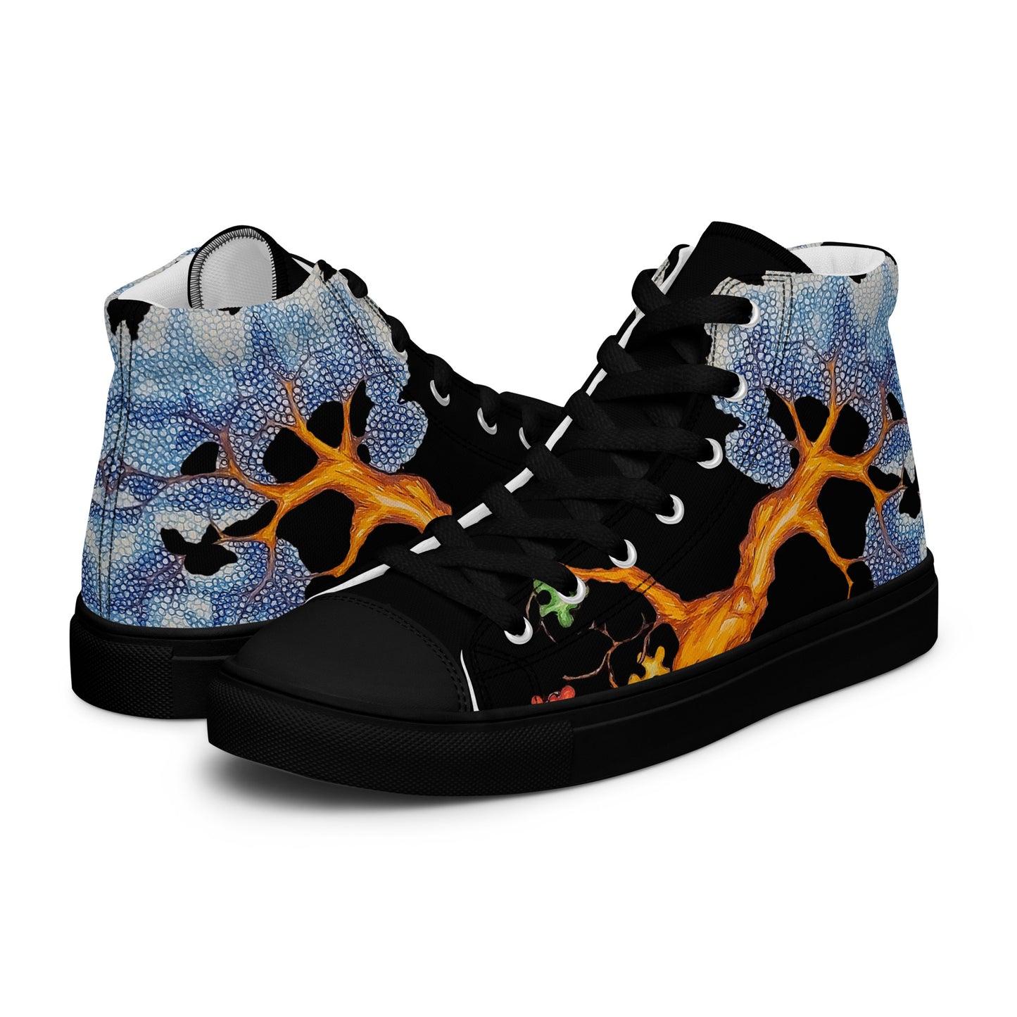 Autism tree "with black canvas" Men’s high top canvas shoes