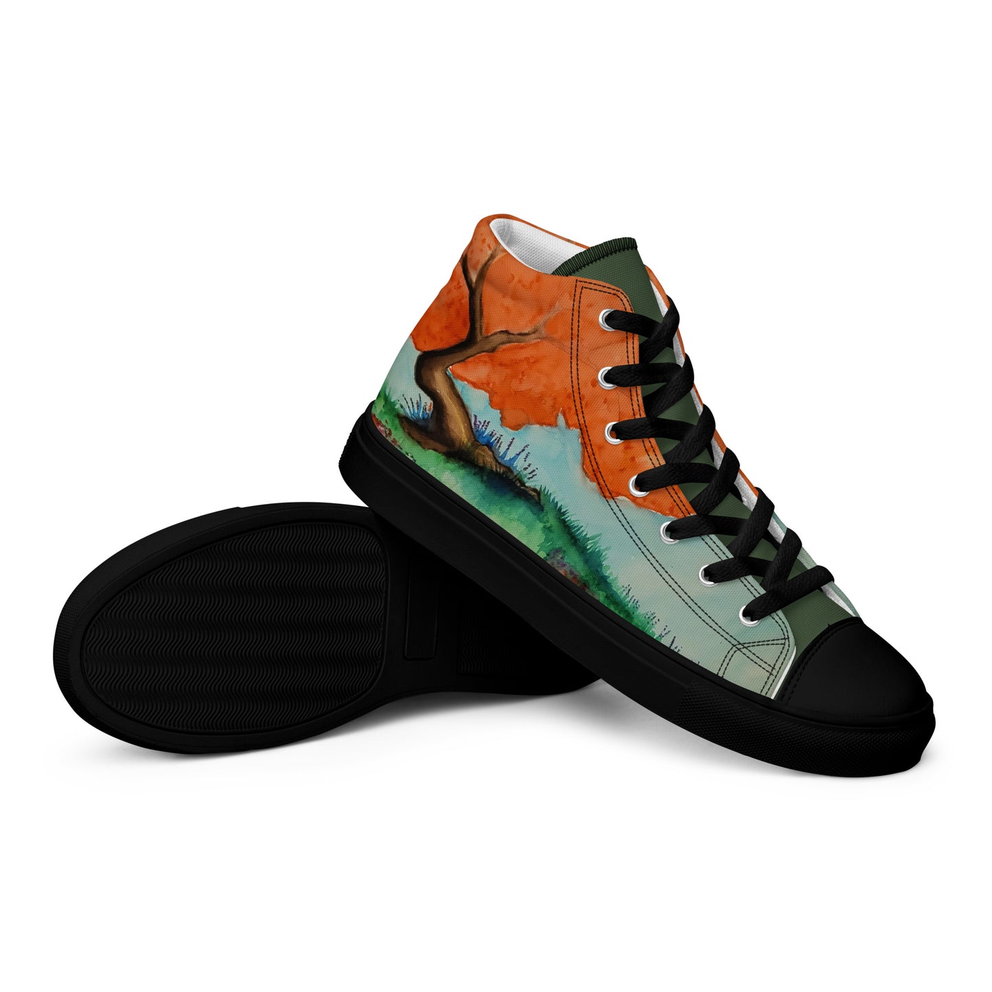 Under the Old Tree Men’s high top canvas shoes