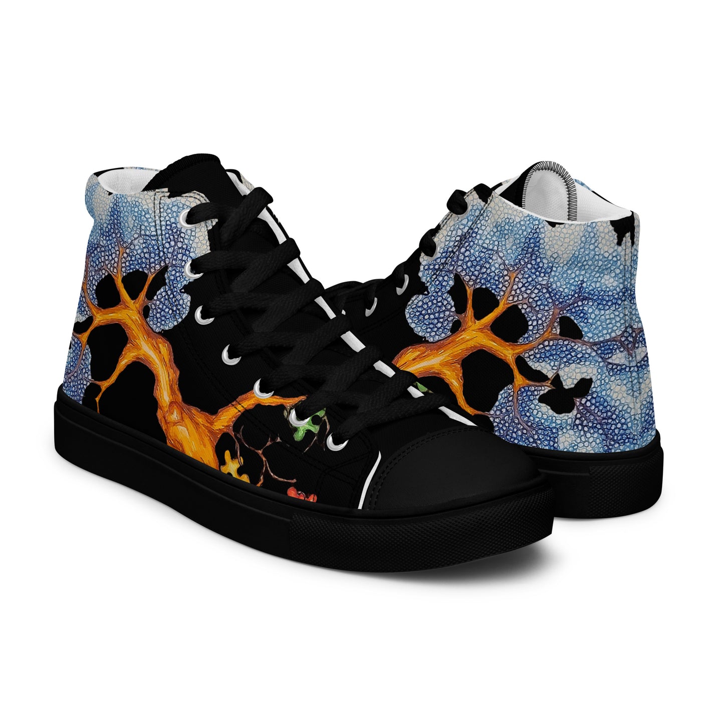 Autism tree "with black canvas" Men’s high top canvas shoes