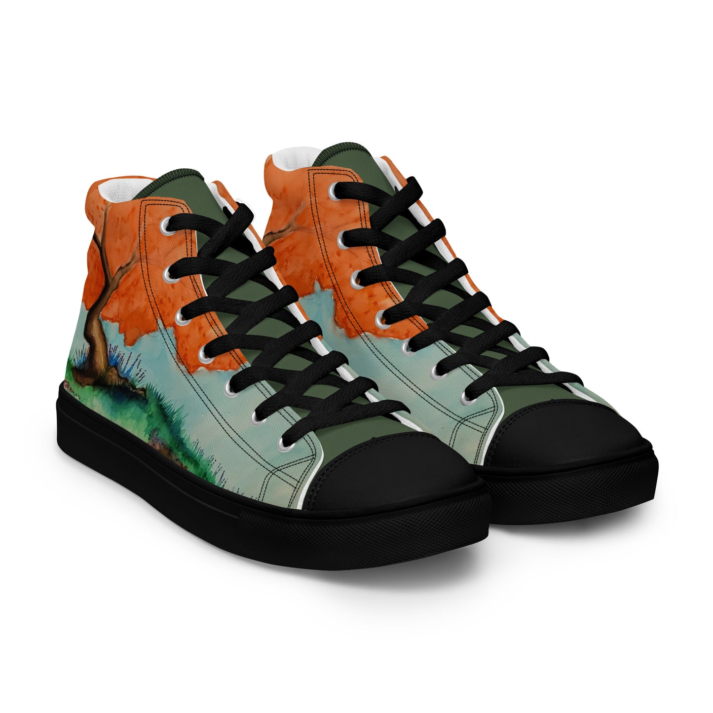 Under the Old Tree Men’s high top canvas shoes