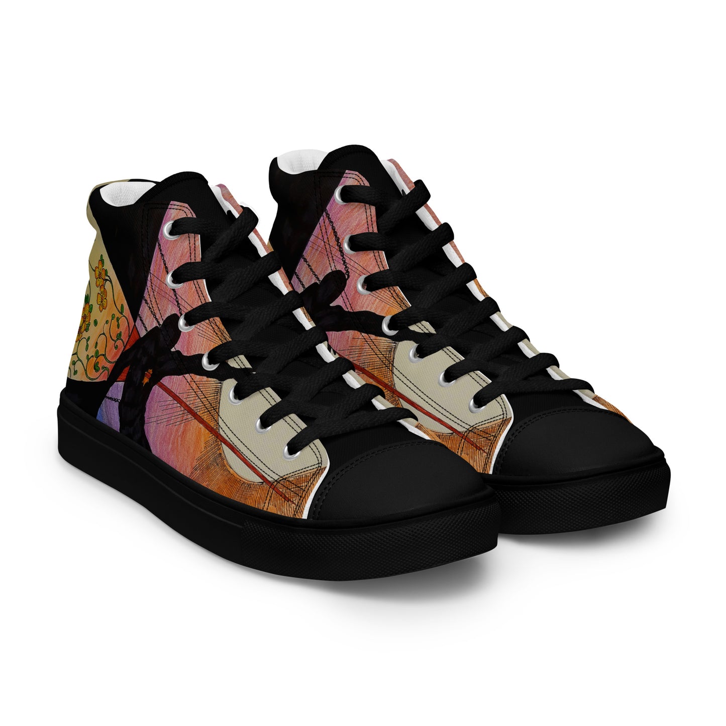 Through the Heart Men’s high top canvas shoes