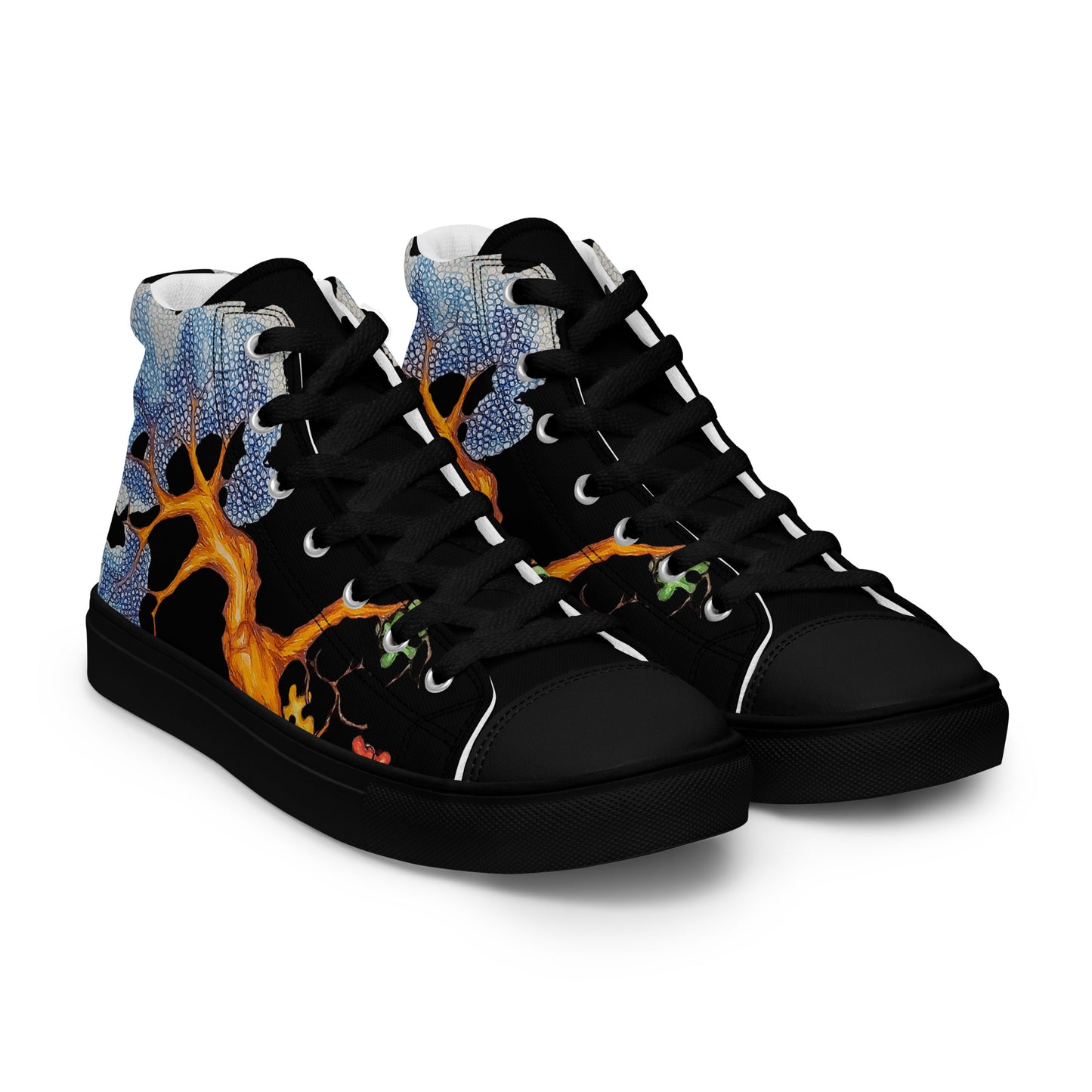 Autism tree "with black canvas" Men’s high top canvas shoes