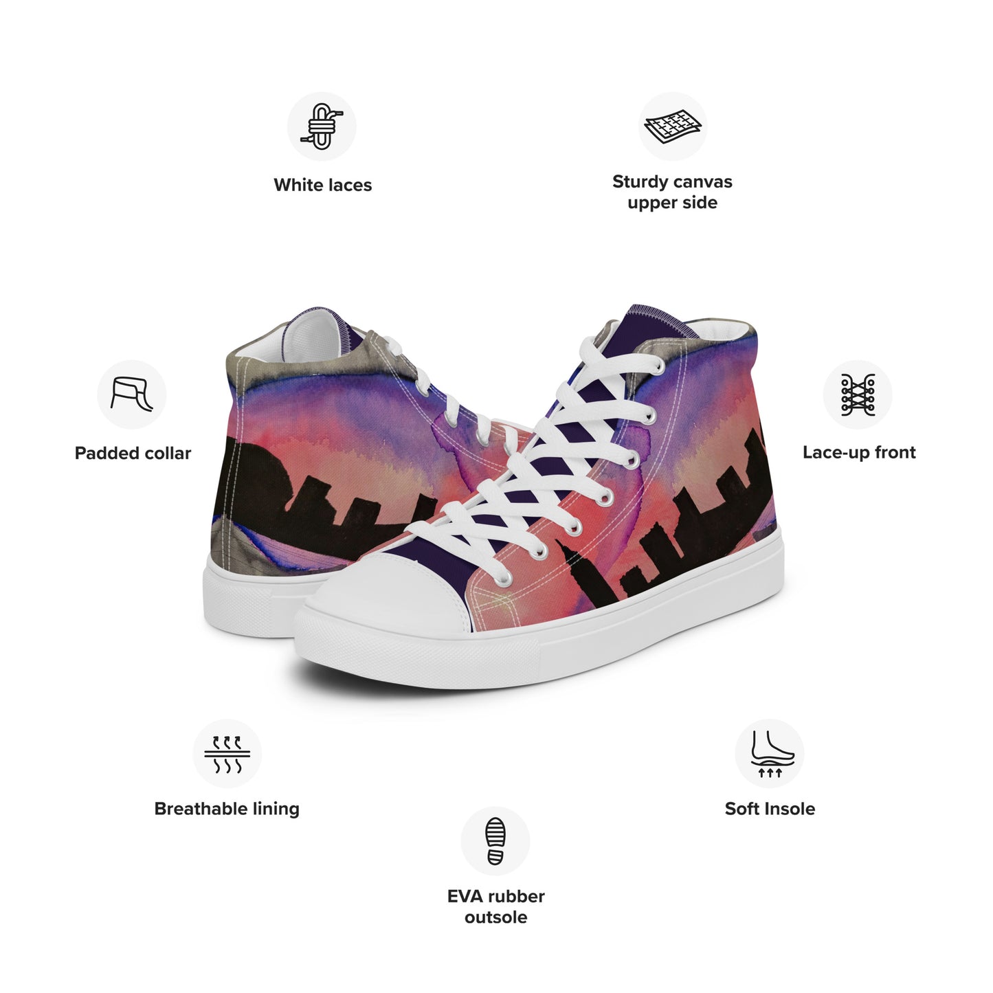 City Nights Men’s high top canvas shoes