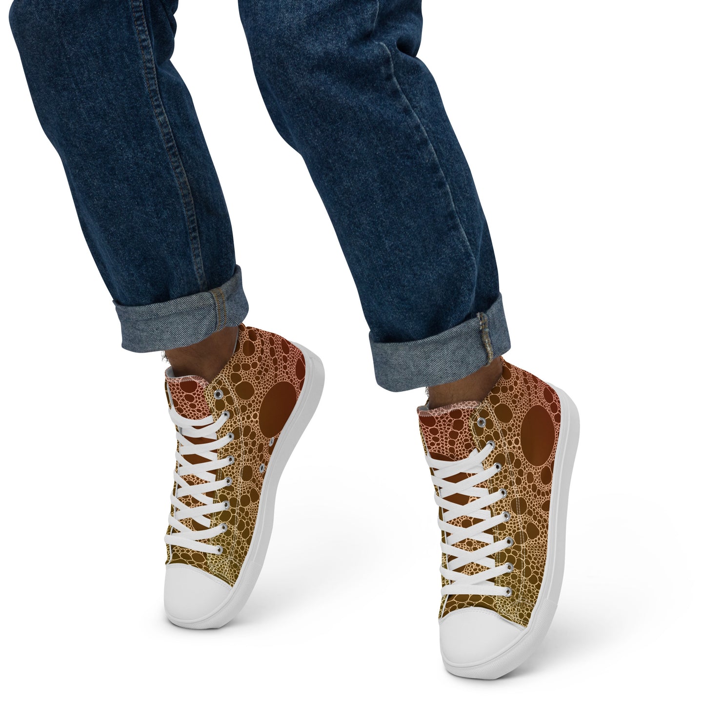 Lost in Circles Sunrise Men’s high top canvas shoes