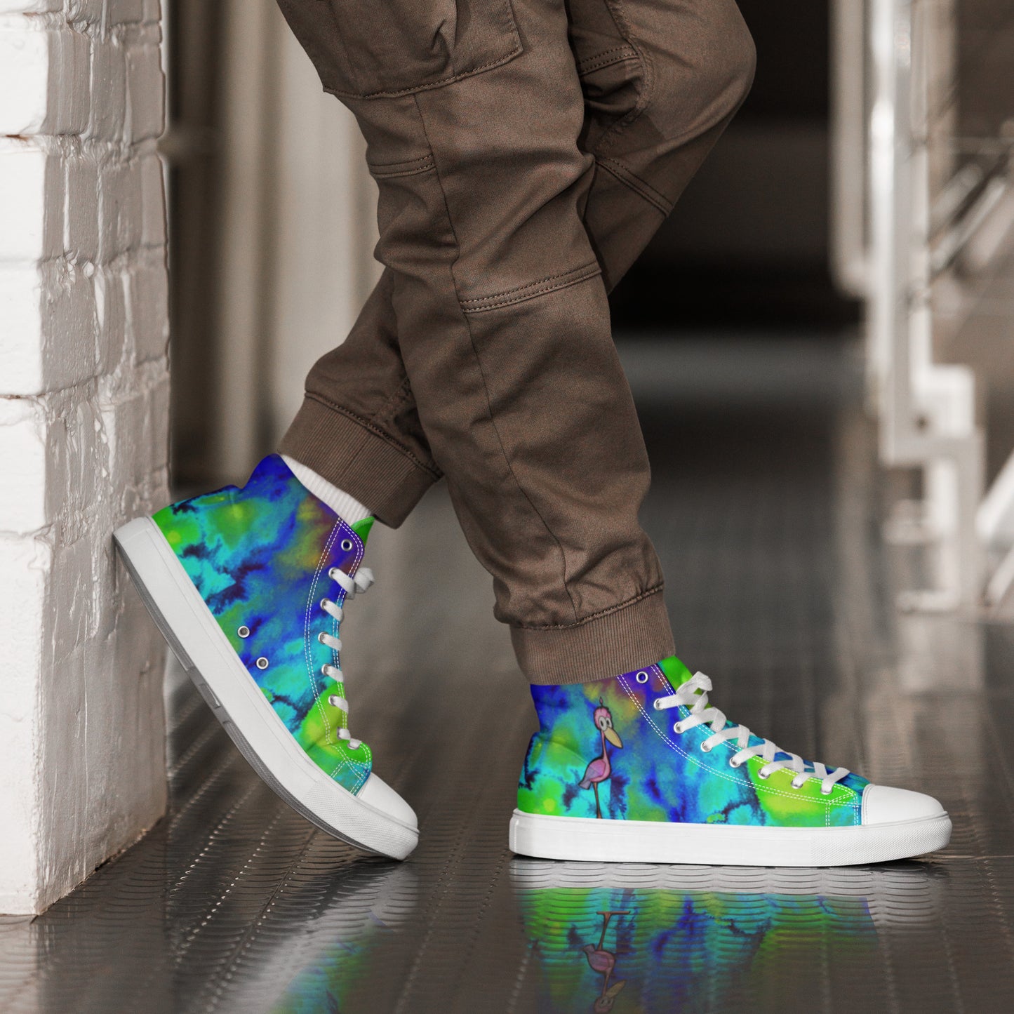 Abstract Meep Men’s high top canvas shoes