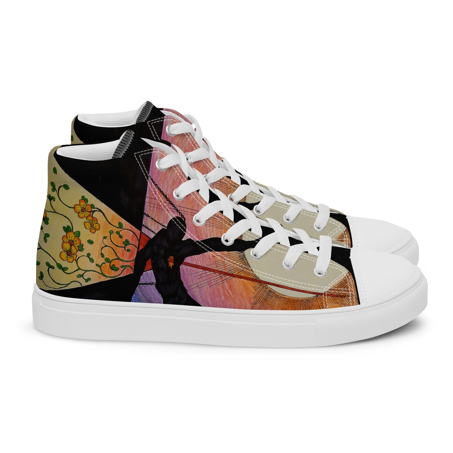 Through the Heart Men’s high top canvas shoes