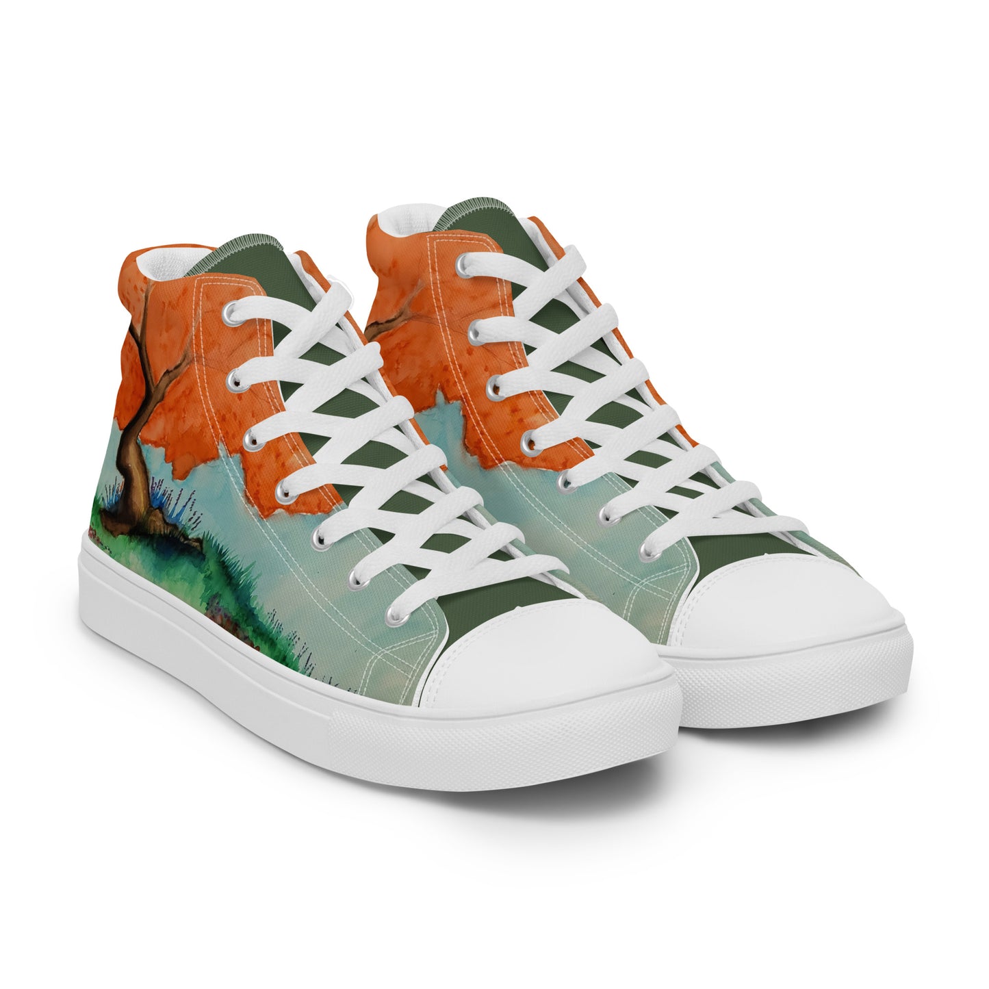 Under the Old Tree Men’s high top canvas shoes