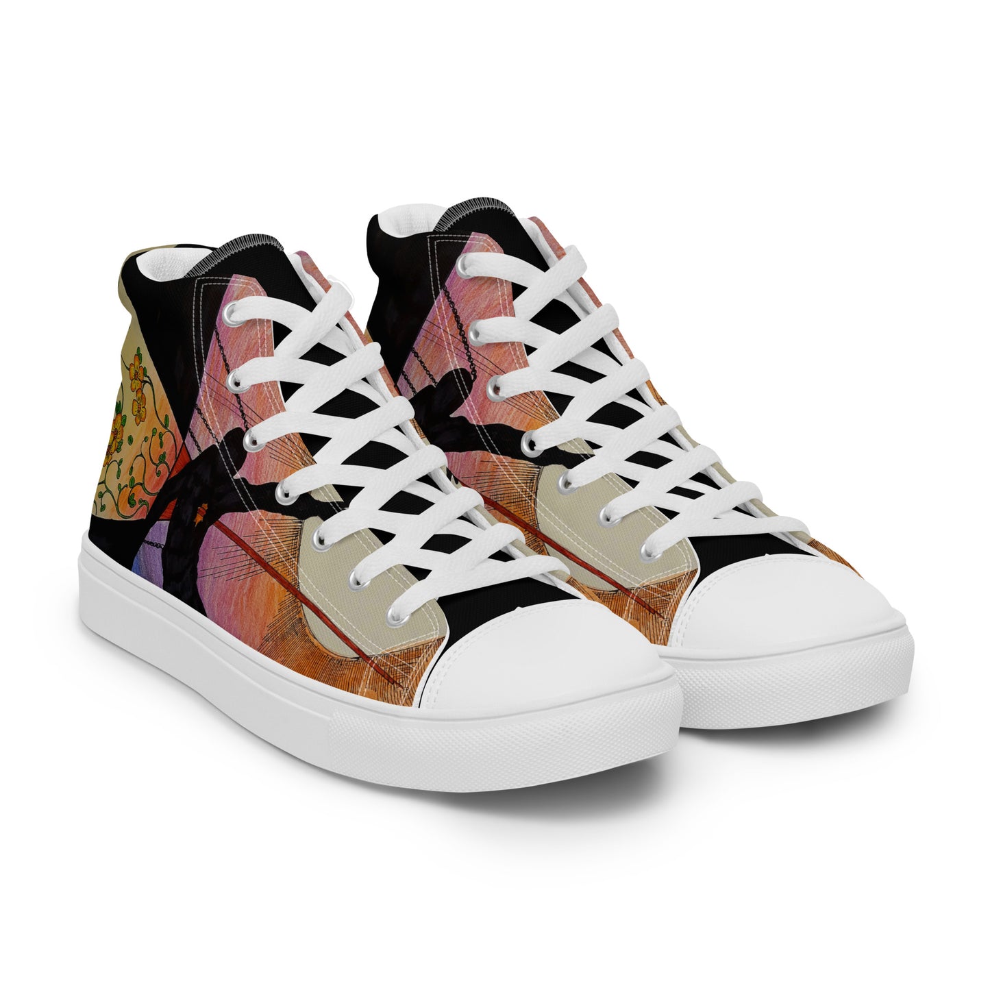 Through the Heart Men’s high top canvas shoes