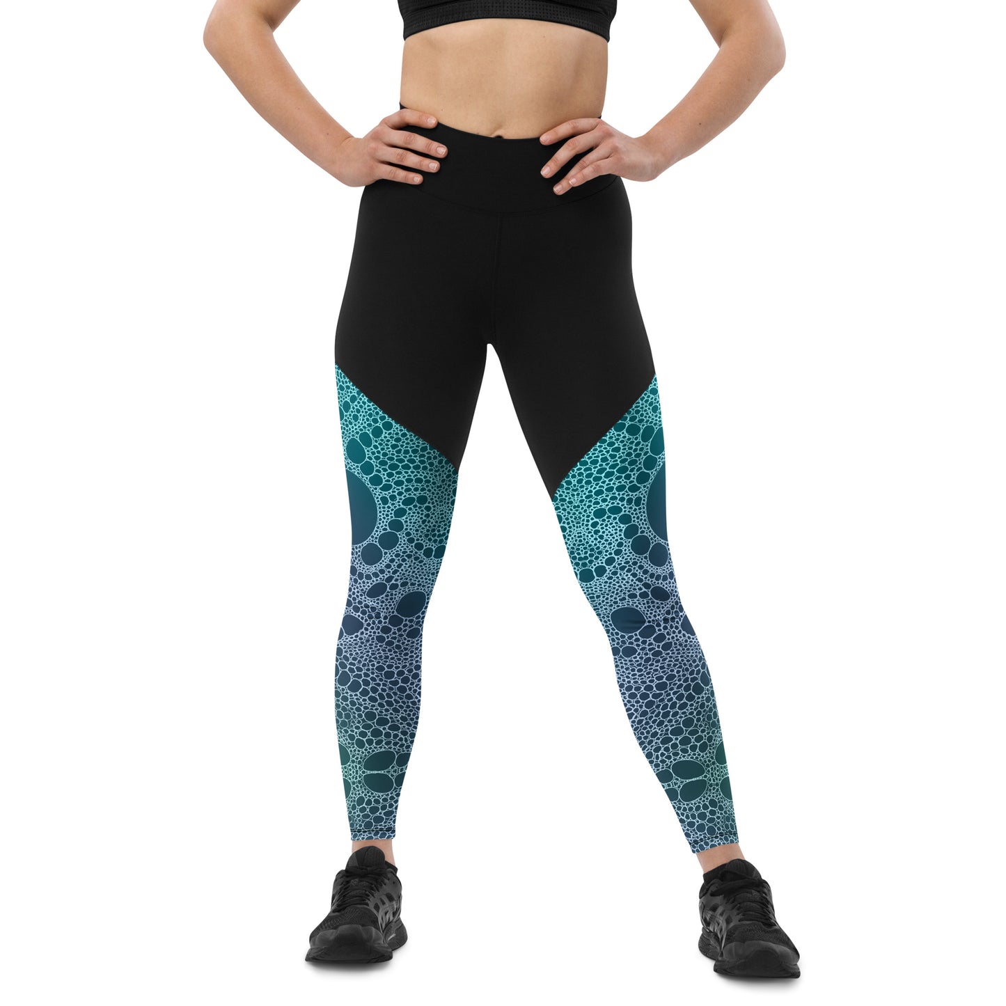 Lost In Circles Ocean Blue Sports Leggings