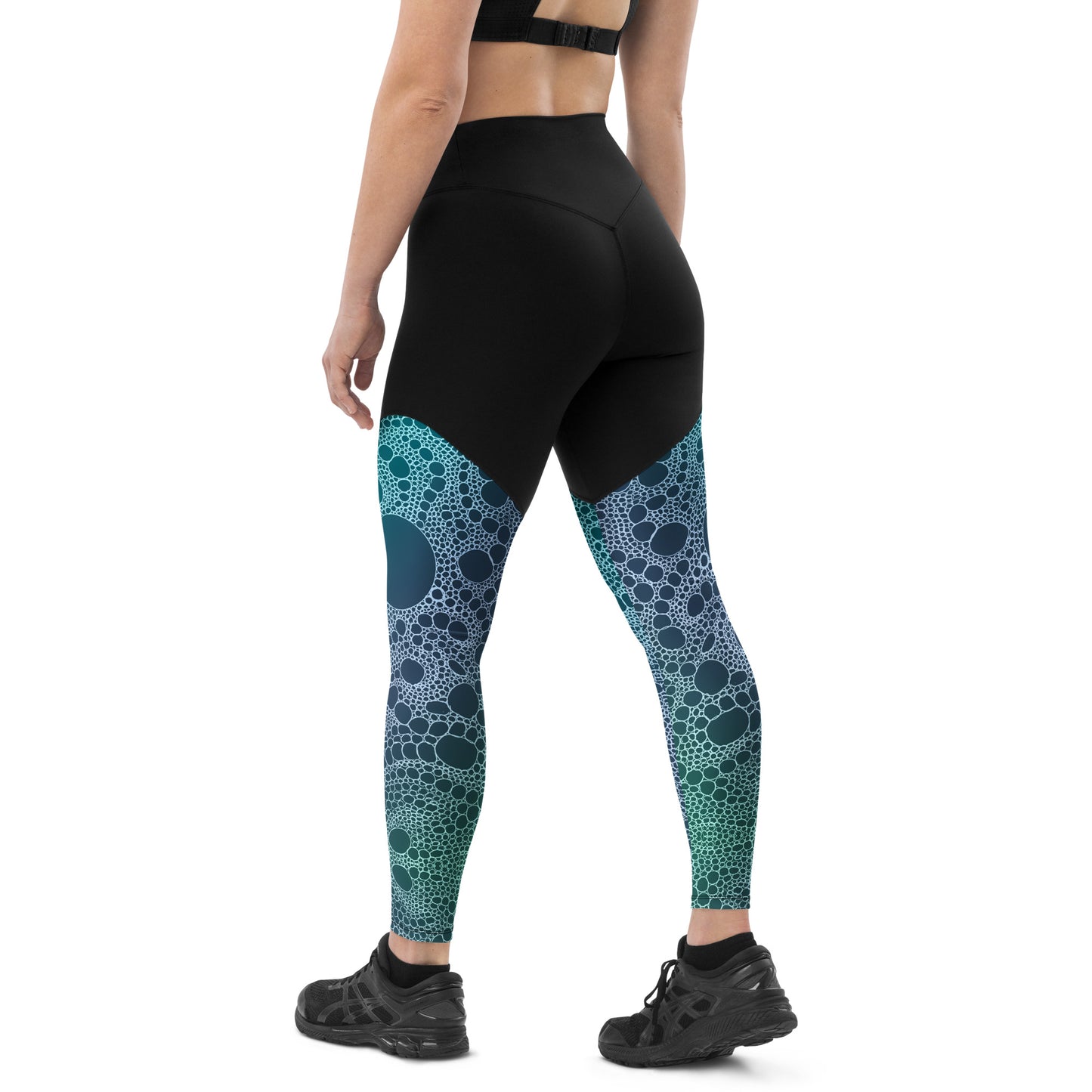 Lost In Circles Ocean Blue Sports Leggings