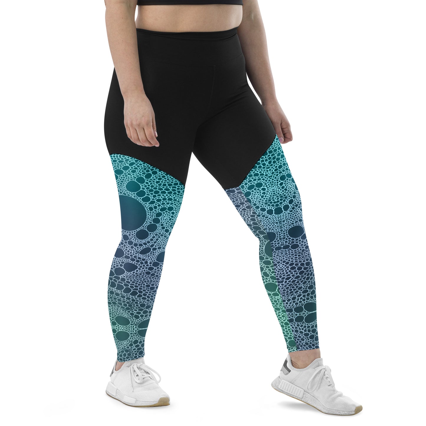 Lost In Circles Ocean Blue Sports Leggings