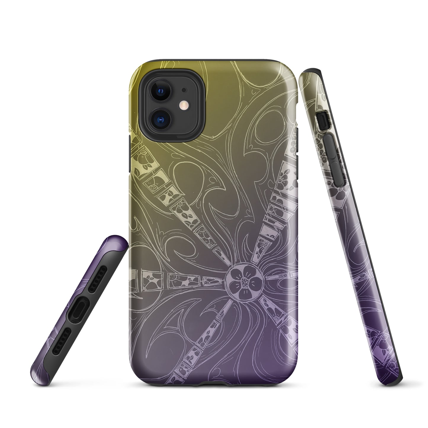 Flowers Purple and Gold Tough Case for iPhone®