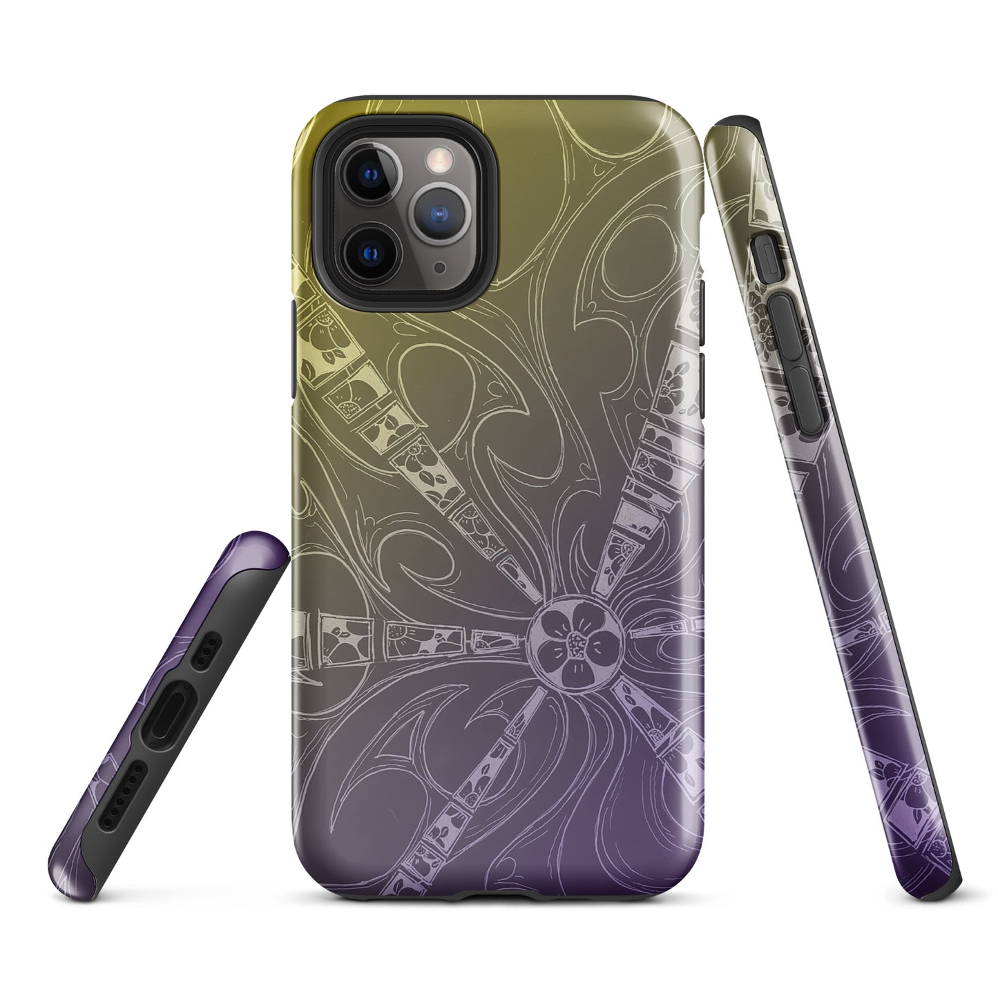 Flowers Purple and Gold Tough Case for iPhone®