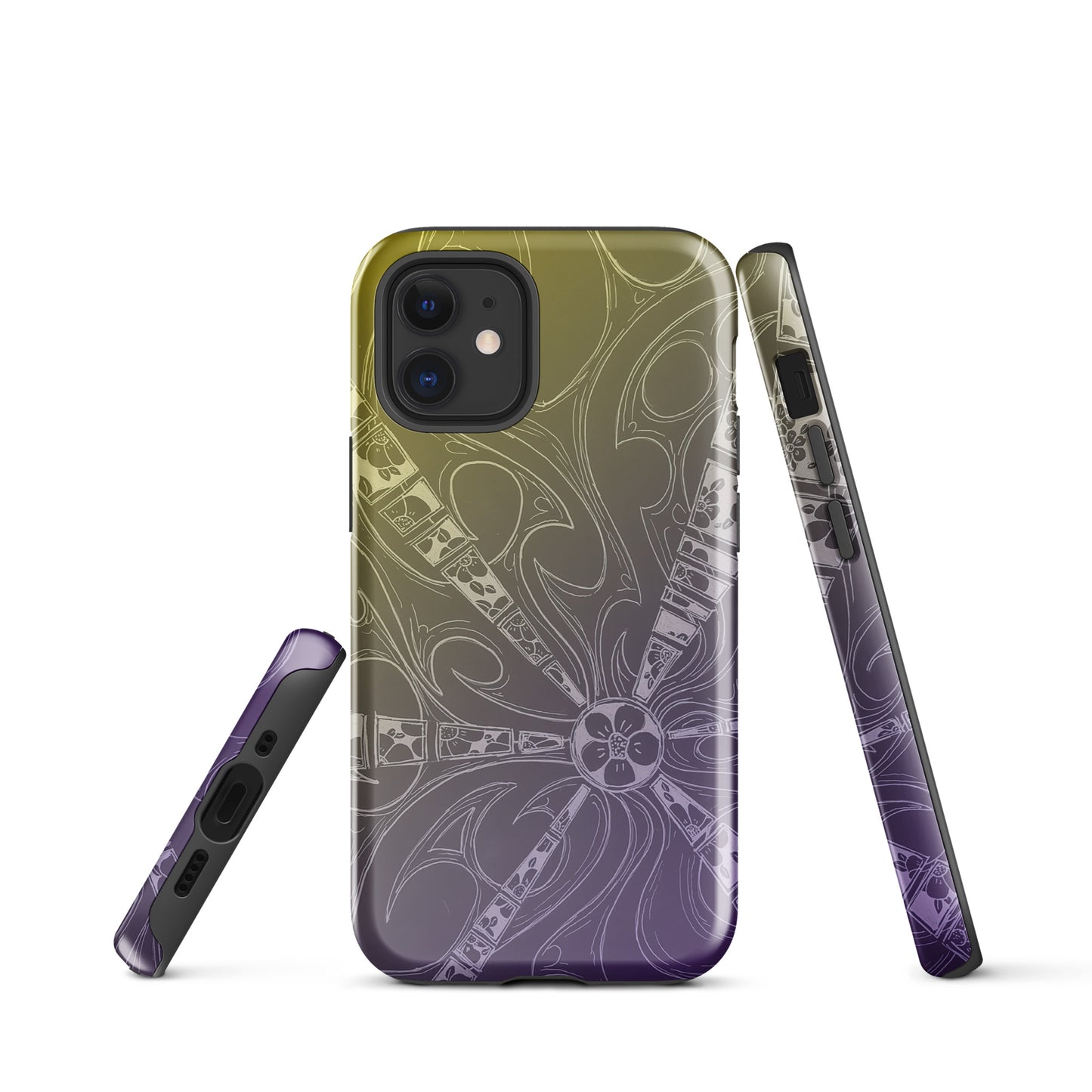 Flowers Purple and Gold Tough Case for iPhone®