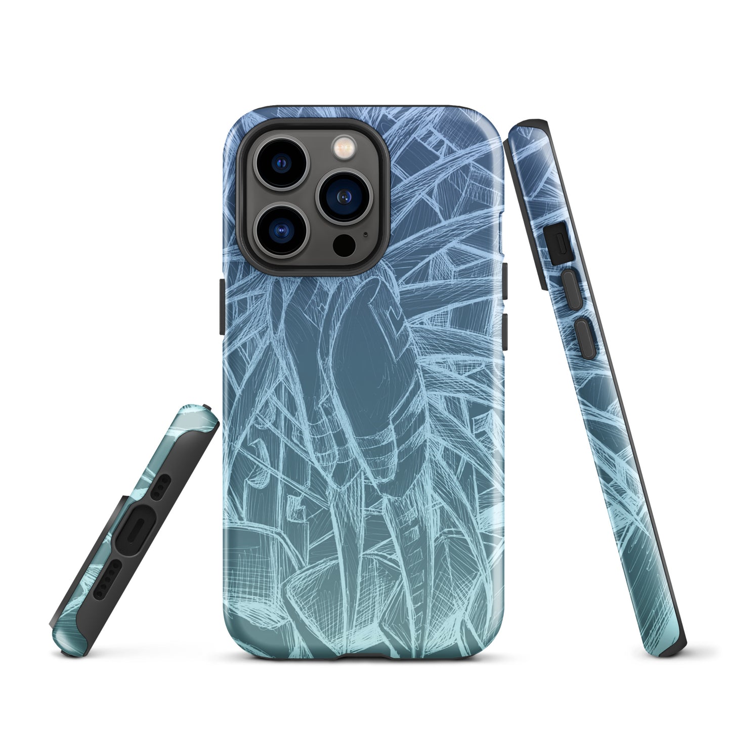 Sketch Sky Blue Tough Case for iPhone®