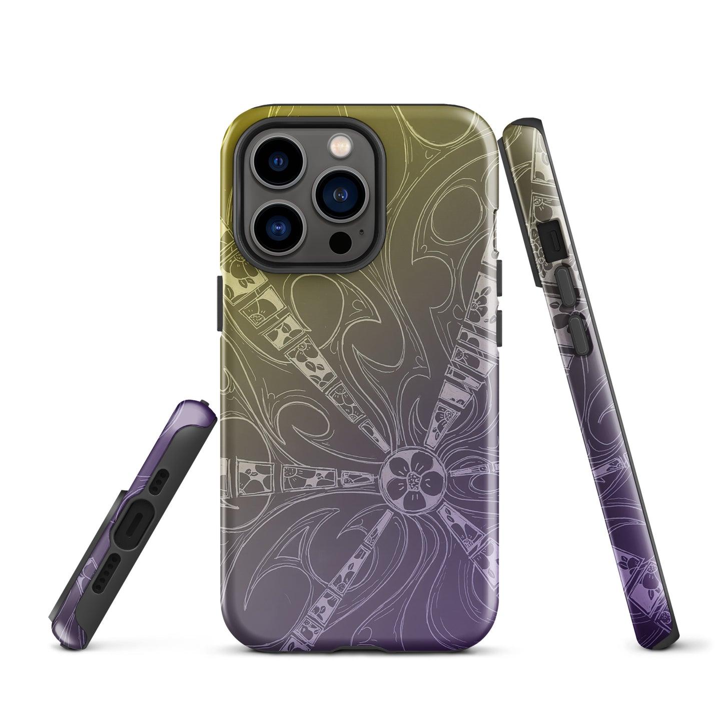 Flowers Purple and Gold Tough Case for iPhone®