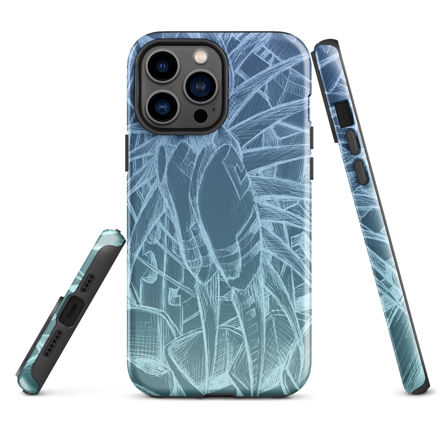 Sketch Sky Blue Tough Case for iPhone®