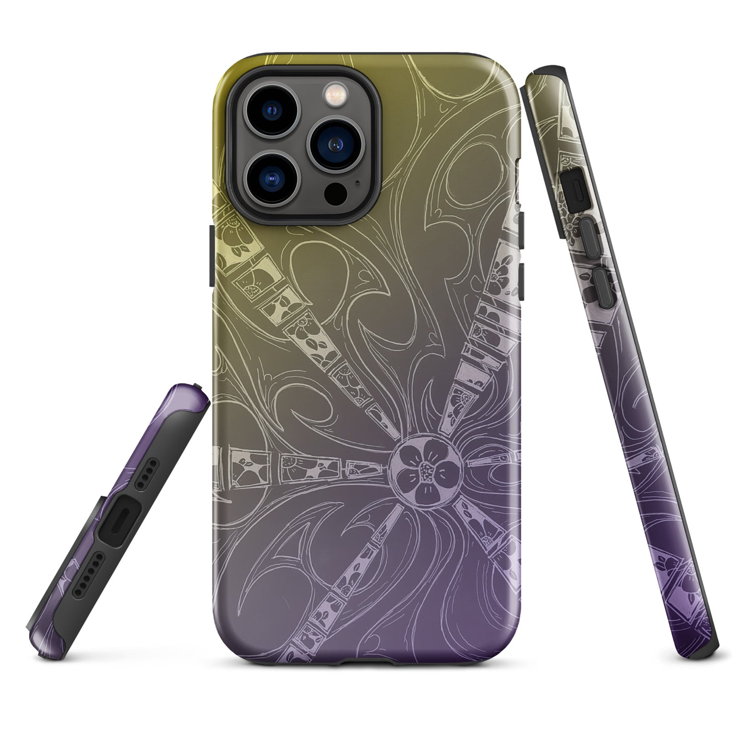 Flowers Purple and Gold Tough Case for iPhone®