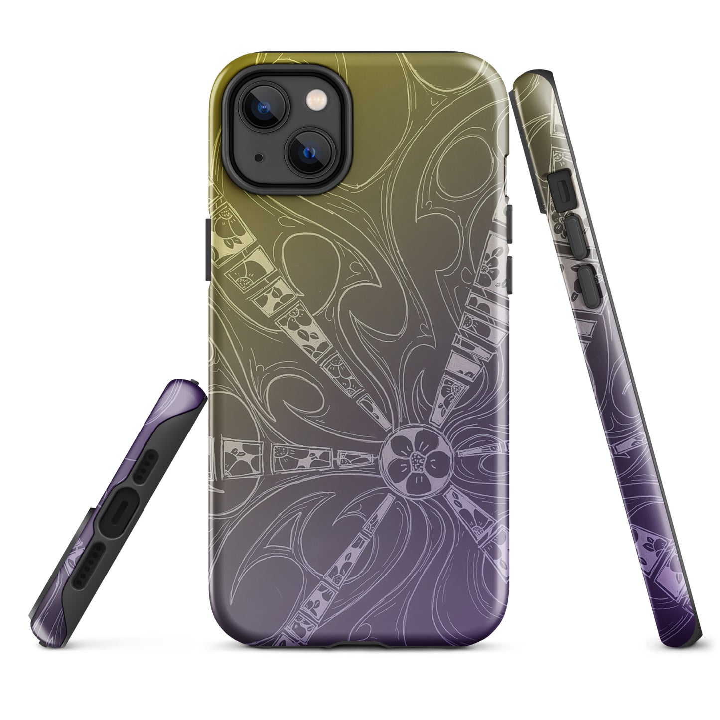 Flowers Purple and Gold Tough Case for iPhone®