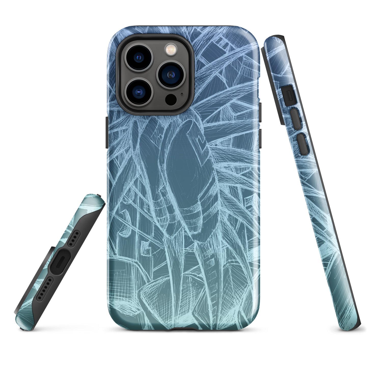 Sketch Sky Blue Tough Case for iPhone®