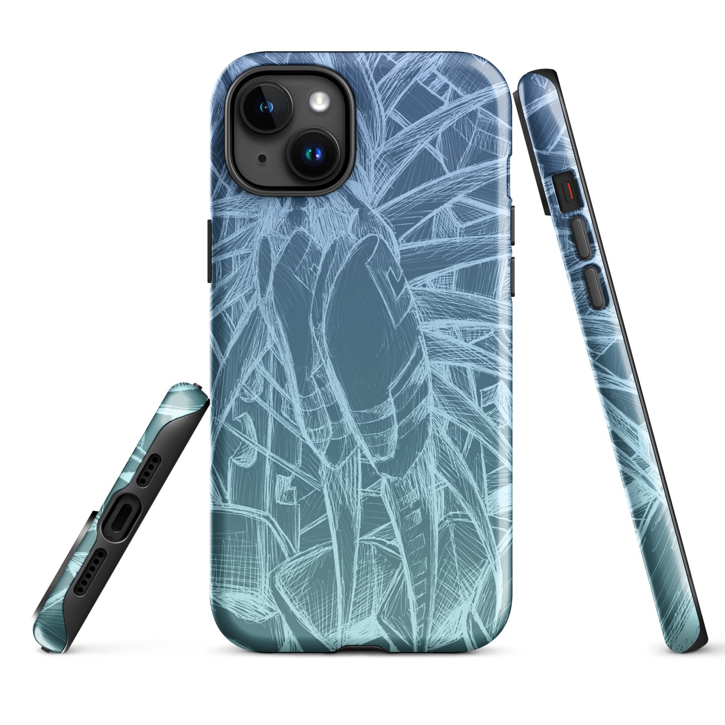 Sketch Sky Blue Tough Case for iPhone®