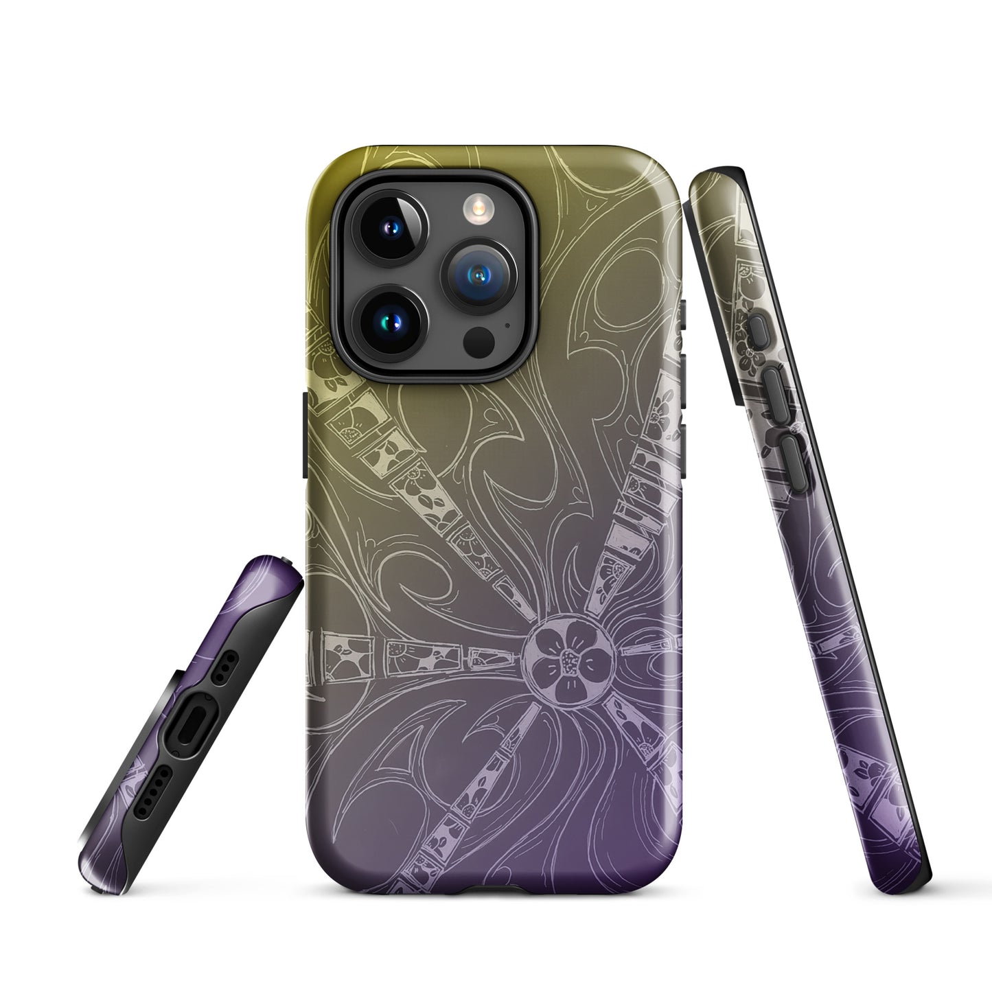 Flowers Purple and Gold Tough Case for iPhone®