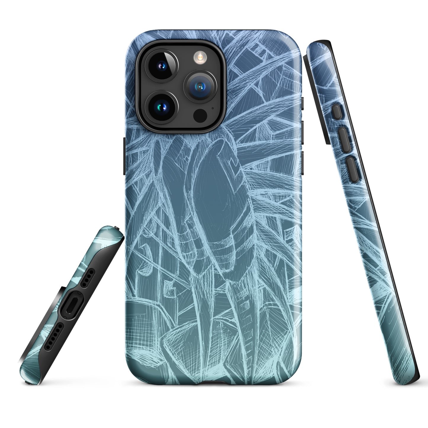 Sketch Sky Blue Tough Case for iPhone®