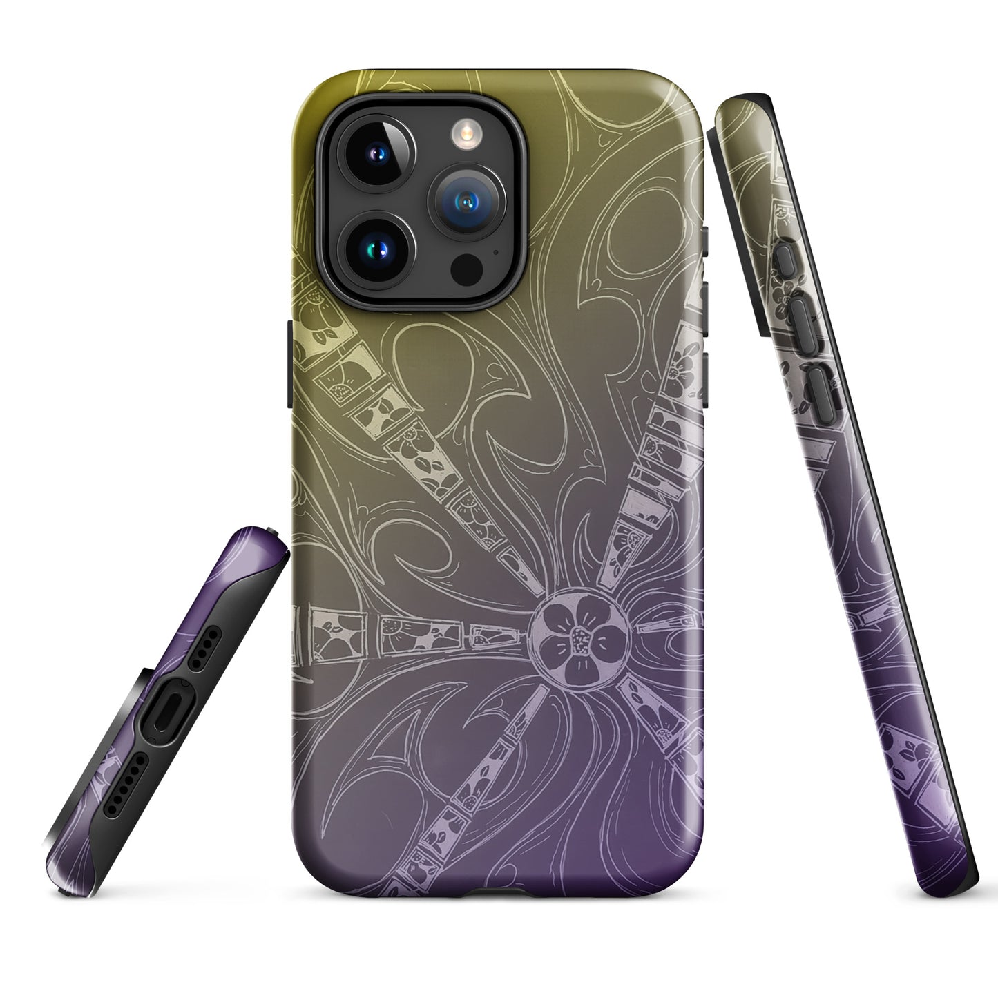 Flowers Purple and Gold Tough Case for iPhone®